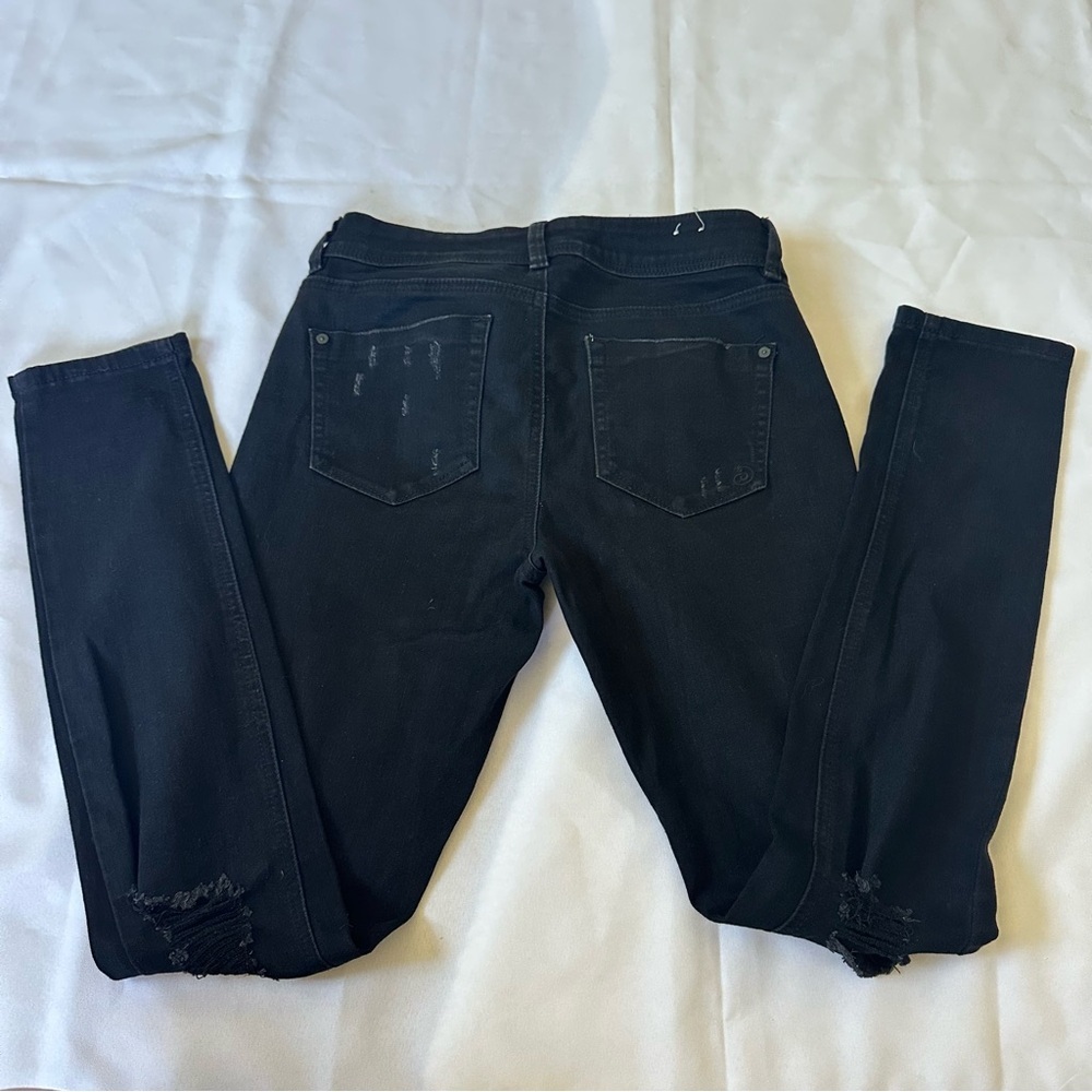 Indigo Rein Black Distressed Skinny Anklet Jeans Size 7 - Picture 6 of 6